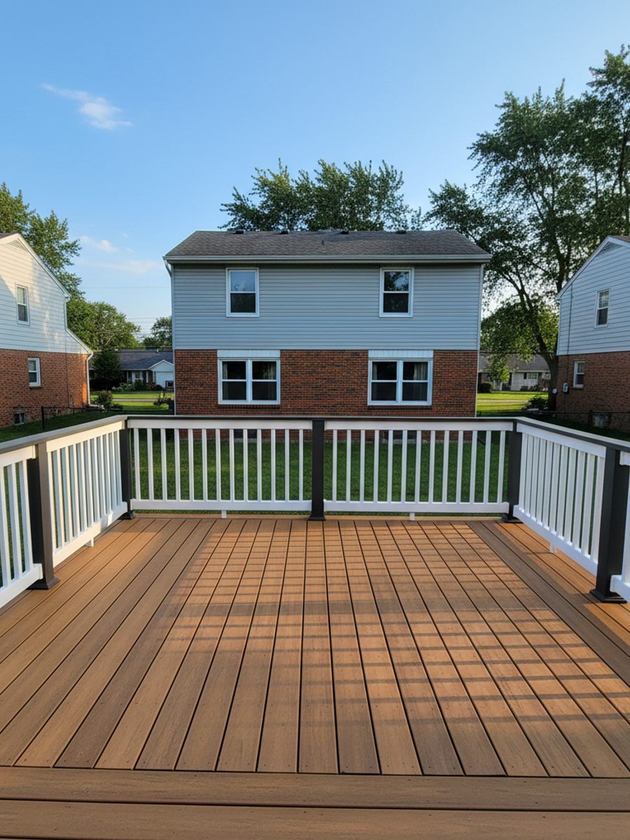 Pekin Deck Company crew working on a home