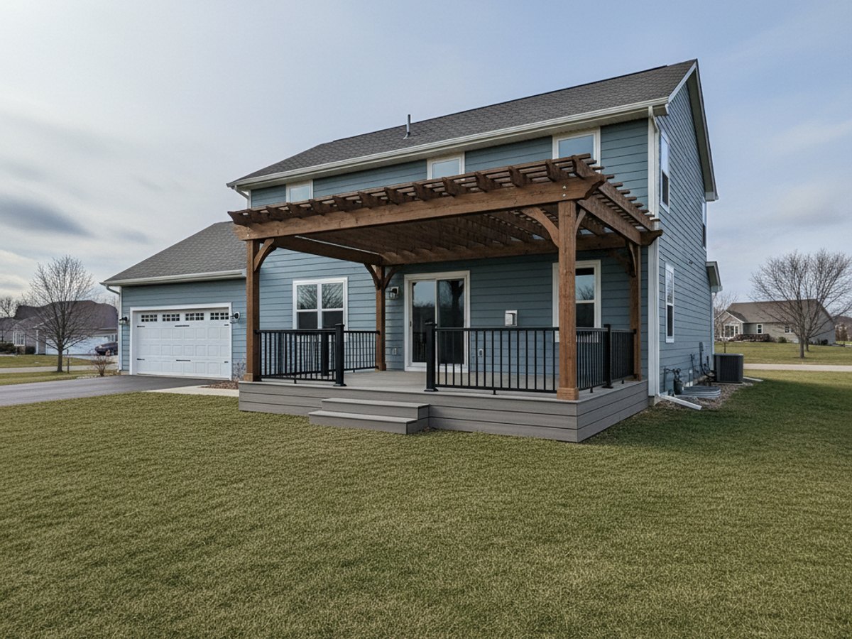 Custom Deck Design completed by Pekin Deck Company in Normal, IL