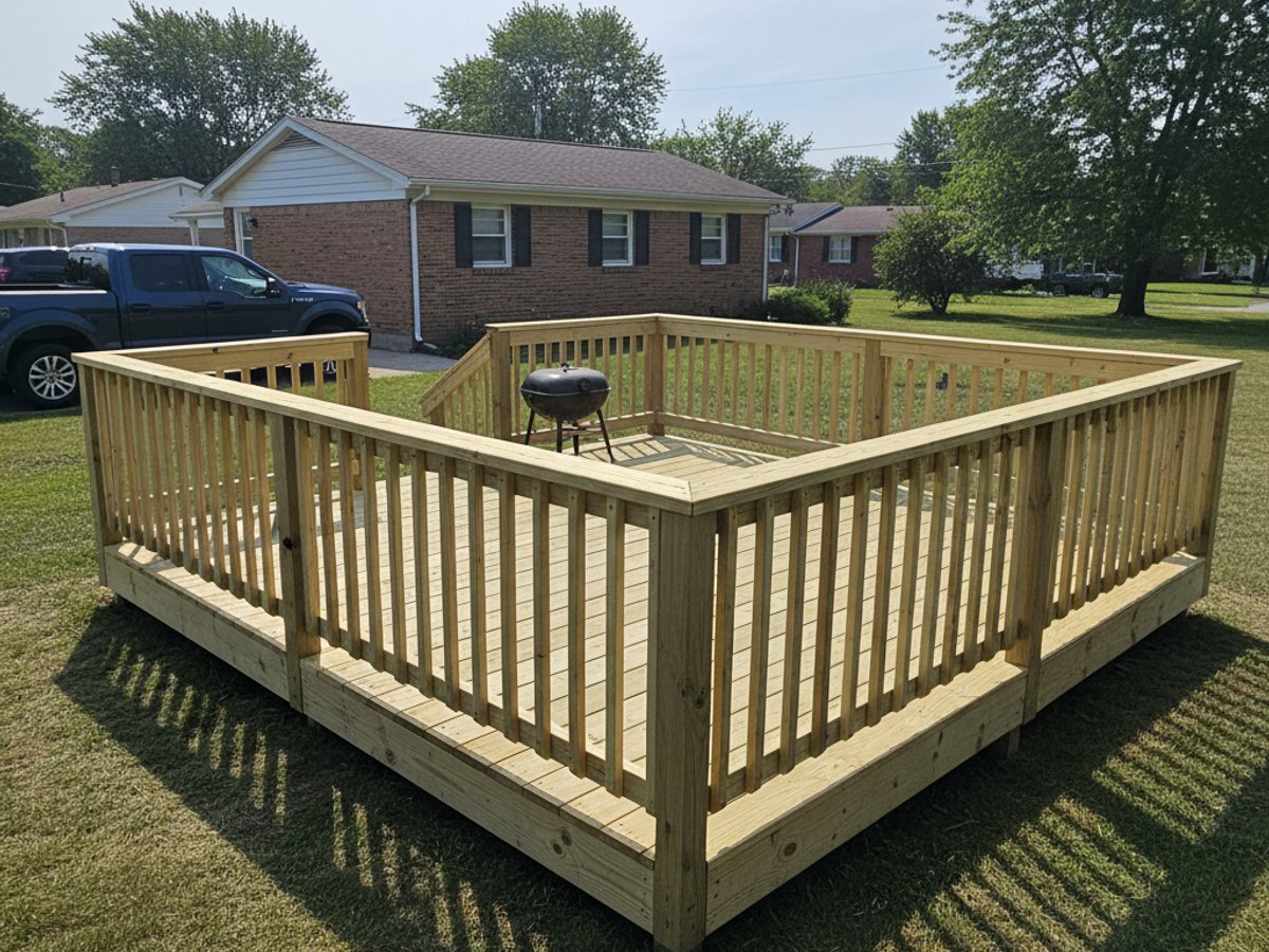 Pekin Deck Company crew at work on a home in Pekin, IL